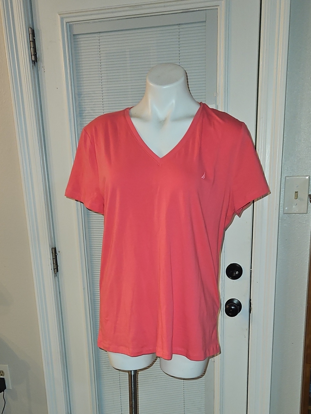 Nautica Coral V-Neck Short Sleeve Tee